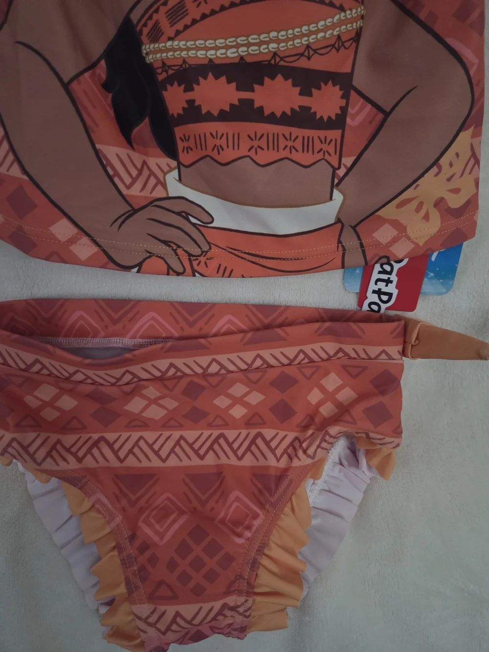 Disney Girls' Orange & Coral Moana Two-Piece Swim Set